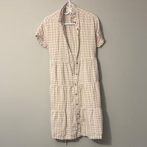 Cynthia Rowley Cream Gingham LINEN Dress